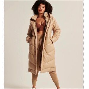 Abercrombie & Fitch Ultra Long Vegan Leather Puffer Small